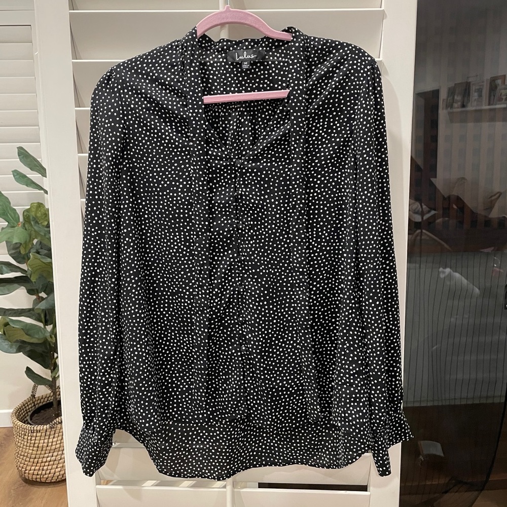 Lulus Polka Dot Tie Blouse